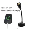 Gooseneck 12V RV Reading Light with USB Type C Quick Charger Flexible 24 Volt Light for Boat Camper Van Trailer Interior Lights 3
