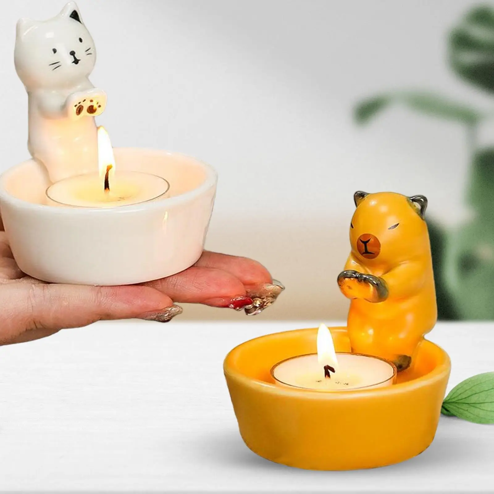 Animal Candle Holder Cute Candle Burning Display Holder Candlelight Stand for Girl Women Wedding Anniversary Desktop Dining Room