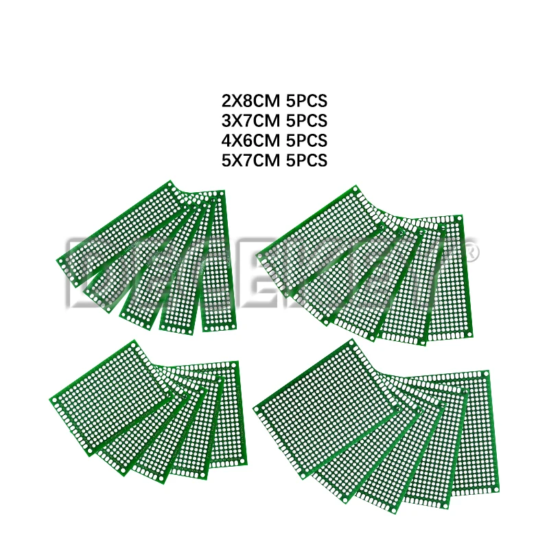 PATIKIL Placa PCB De Doble Cara De 3.1 X 2.4 Pulgadas, Kit De Prototipo De 5 Piezas, Perfboard