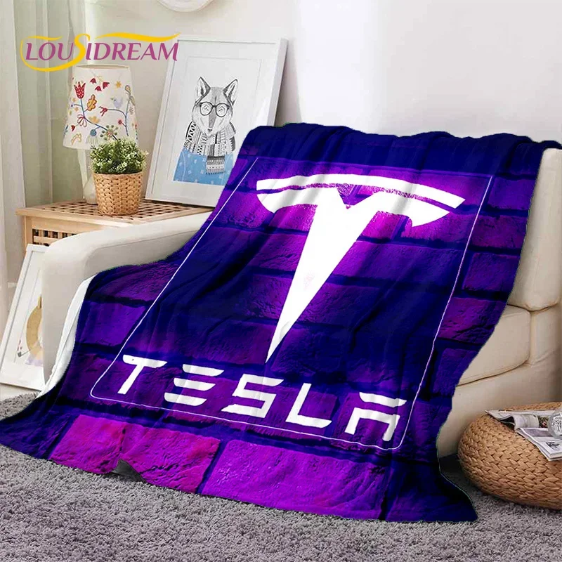 thumbnail image 1 of Manta de franela suave con el logotipo del coche Tesla impresa en 3D para camas, dormitorios, sofás, picnics, manta para cubrir la siesta al aire libre, regalo, 1 of 5