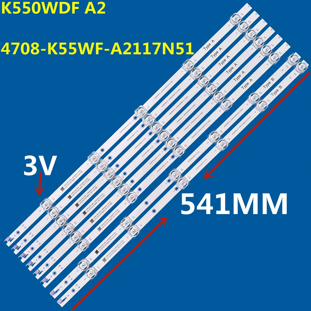DS-D5055UQ-A K550WDF A2 4708-K55WF-A2117N51 4708-K55WDF-A1113N21 4708-K55WDF-A1113N31 A2117N41용 5KIt LED 백라이트 스트립
