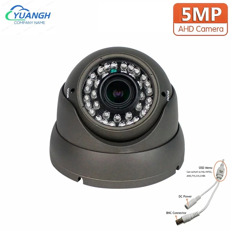 5MP Security Home AHD Camera Metal Dome Vandal Proof 2.8-12mm Lens 4X Manual Zoom Indoor Analog Camera IR Night Vision 5mp outdoor ahd ptz camera cctv speed dome 2 8 12mm motorized lens waterproof analog security camera support rs485