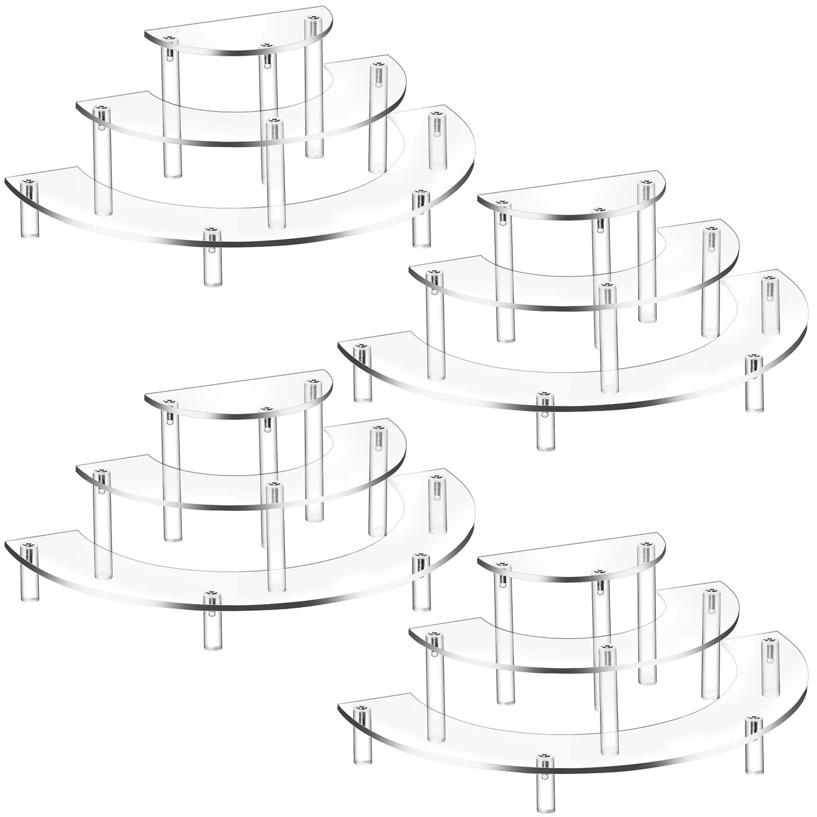 Acrylic 3 Tier Semicircle Cupcake Stand for Wedding Party