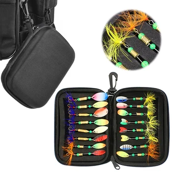 16pcs Fishing Spoons Lures Metal Baits Set for Trout Bass Casting Spinner Fishing Bait with Storage Bag Case 2