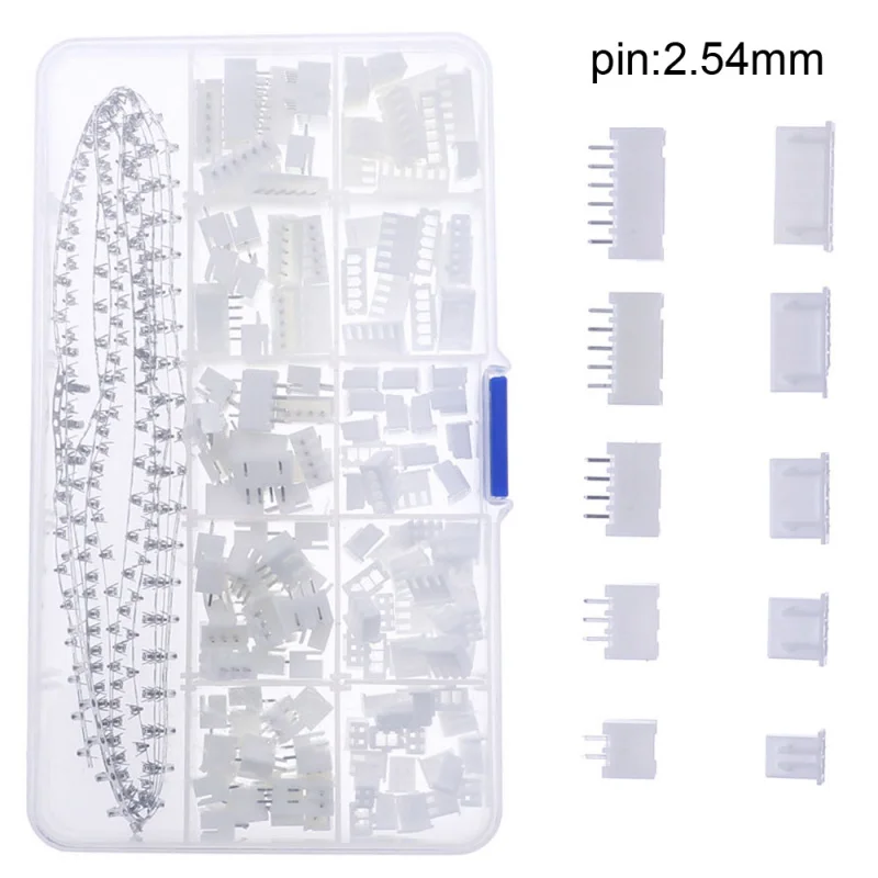 350PCs xh2.54 2p 3p 4p 5p 6 pin 2.54mm pitch terminal kit housing battery header JST connector wire connectors kits