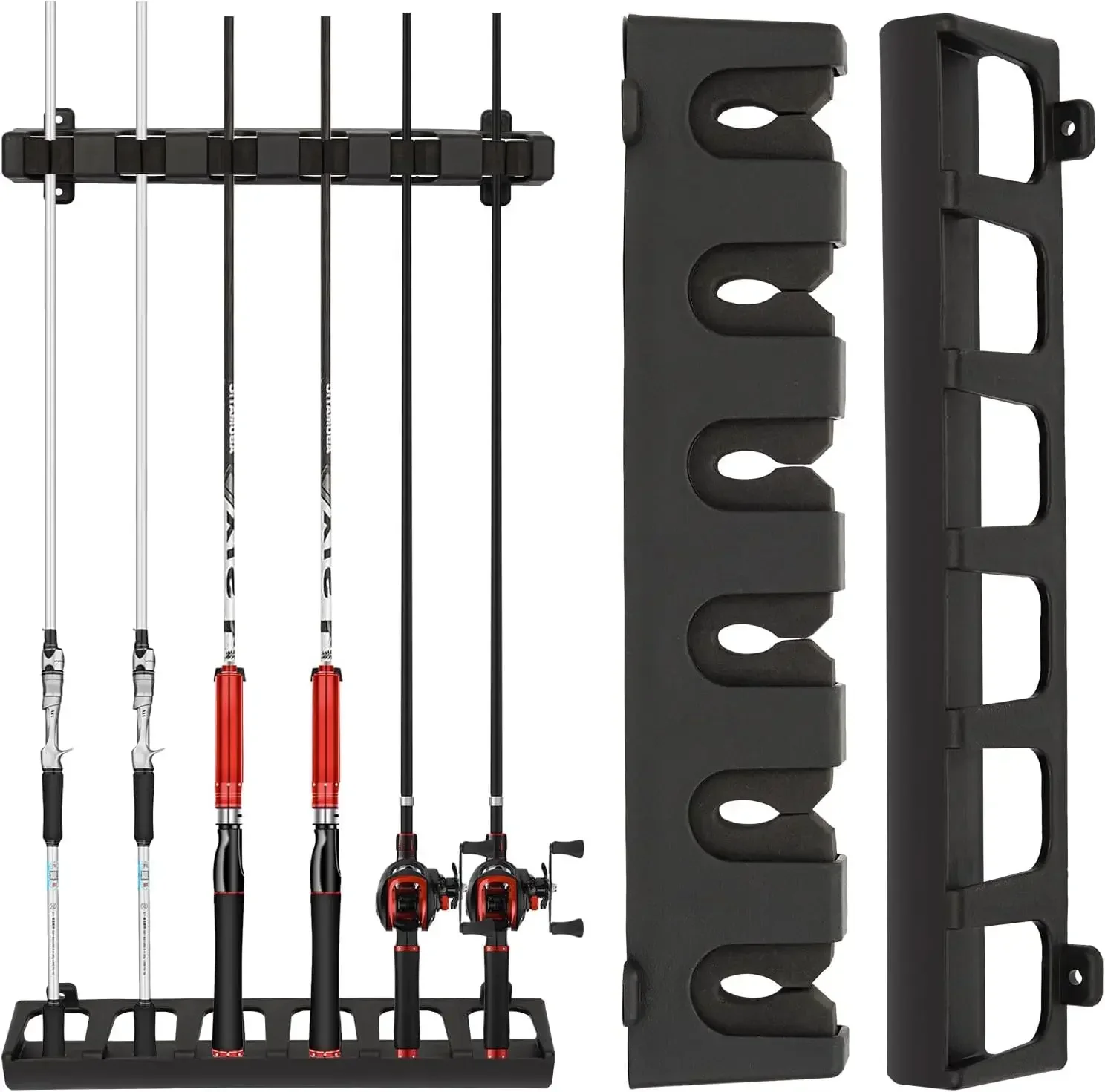 Fishing Rod Holders 6-Rod Rack Vertical Pole Holder Wall Mount Modular Fishing Stand Pole For Garage Wall Space-Saving 4/2PCS 1