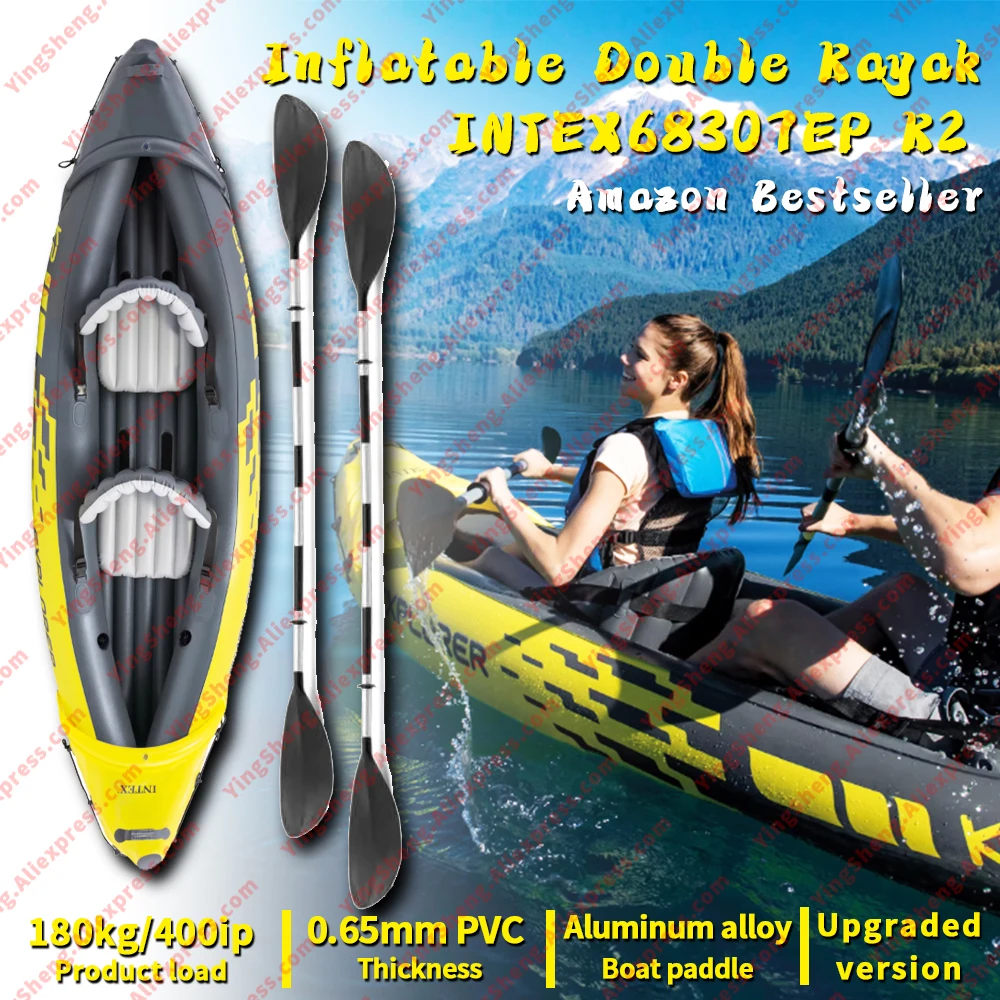 Kayak gonflable double INTEX K2 PVC épais - Bateau pêche rafting avec sièges confortables