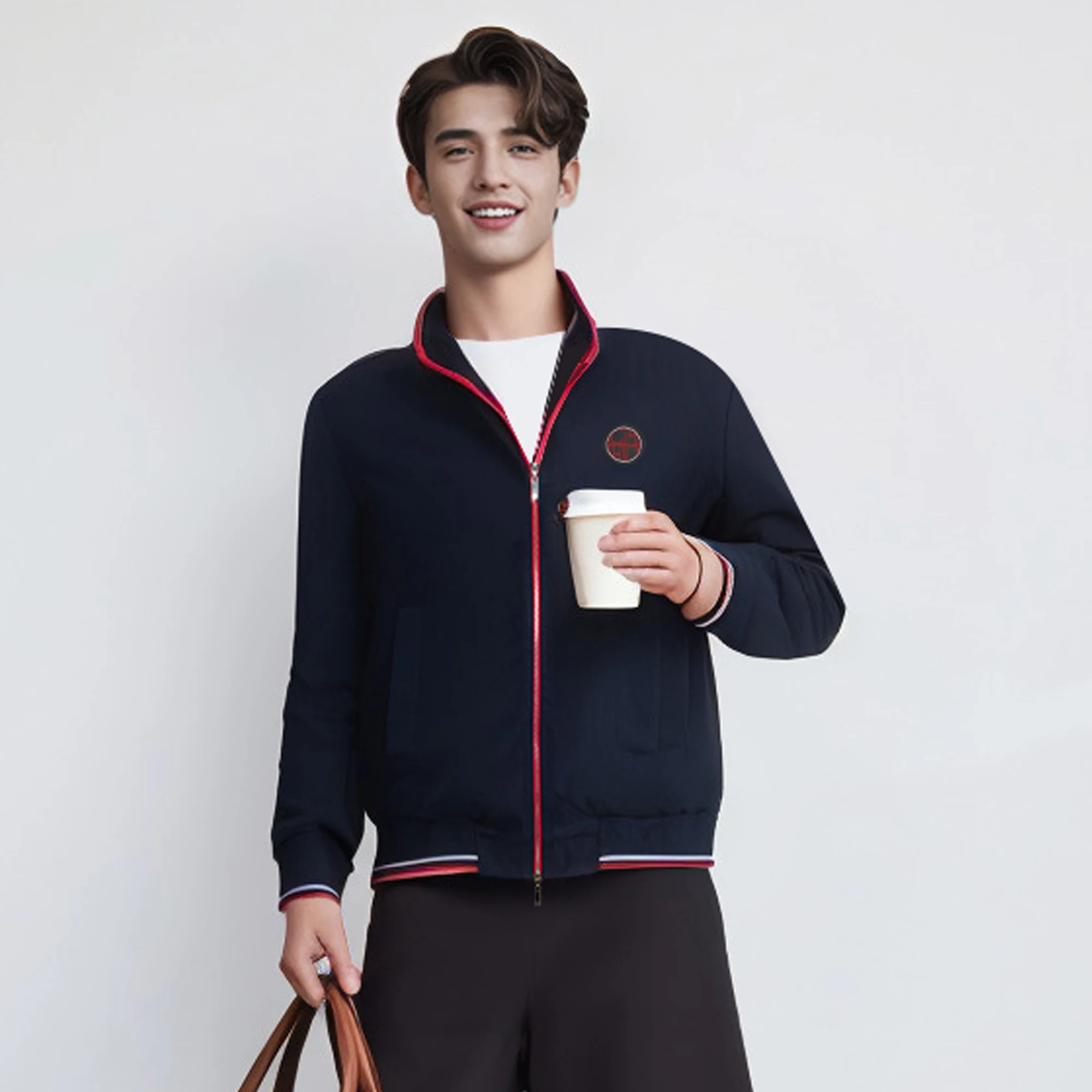 New Men's Jacket Zipper Design Baseball Jackets Pocket Casual Tops Fashion Men Coats Outwear Autumn Winter Loose Jackets 2