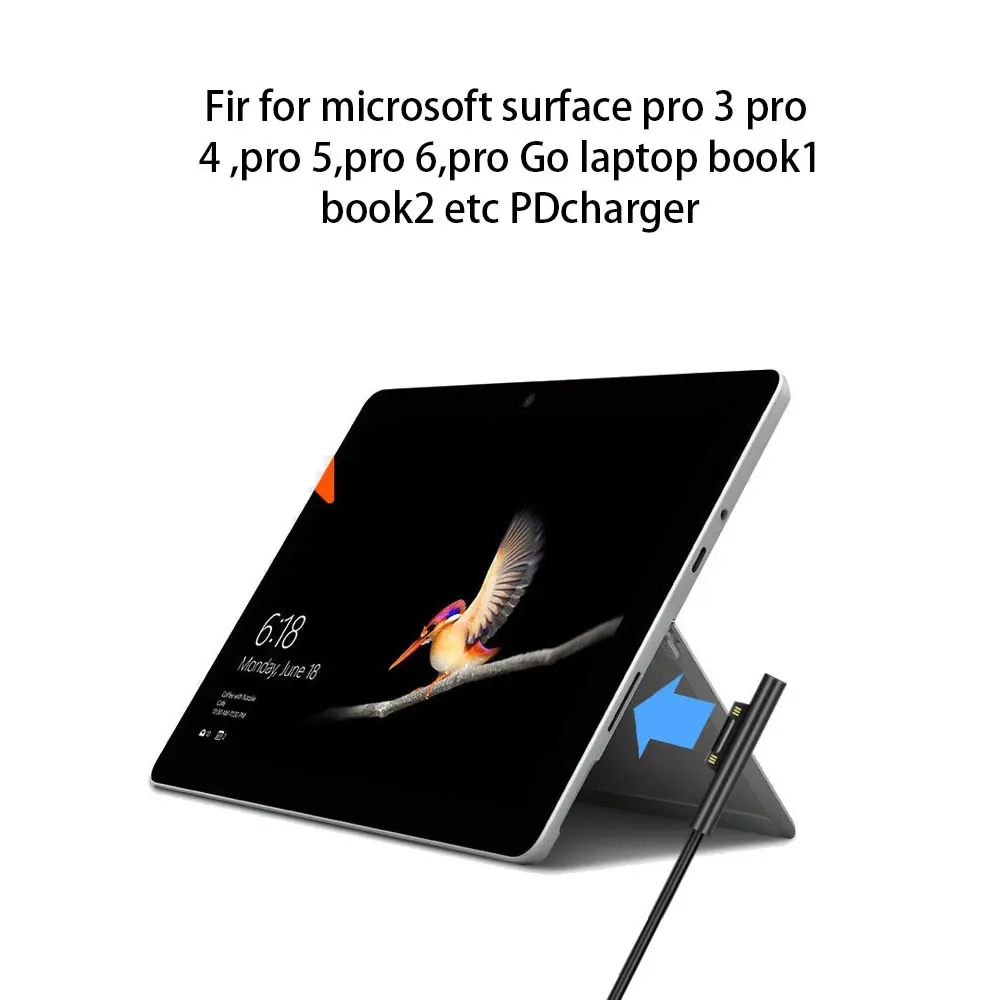 15V 3A podłączenie powierzchniowe do kabel szybkiego ładowania typu C PD, kompatybilne z Microsoft Surface Pro 8/7/6/5/4/3 Go3/2/1 Laptop4/3/2/1