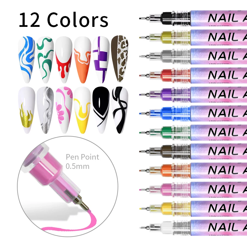 Nail Art Pen Waterproof Painting Drawing Pen Brushes Dot Liner DIY Nail Art Design Tool Manicure nail art pen