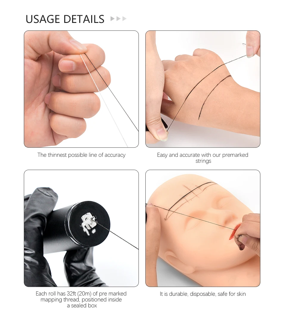 20M Elastische Schnur Permanent Make-Up Tattoo Liefert Für Augenbrauen Microblading Pre-Inked Mapping Werkzeug, Der Augenbraue String Linie – Detail 7