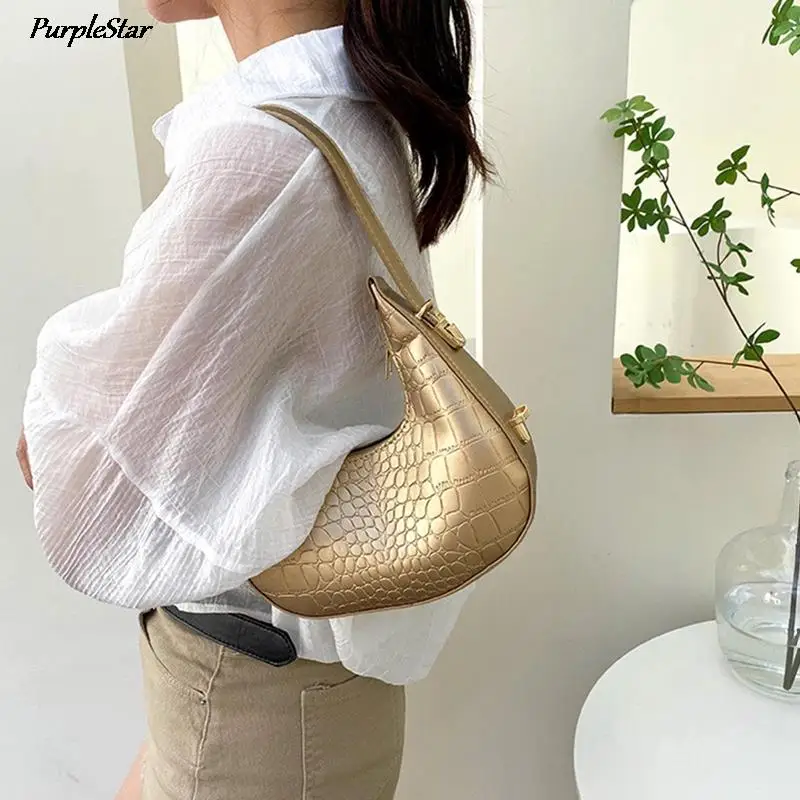 

Women Luxury Crocodile Pattern Underarm Bag Versatile Handbags for Women New Fashion Texture Dumpling Bag Shoulder Bag