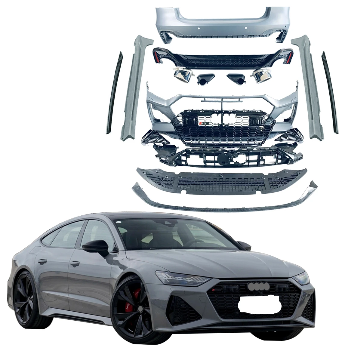 

Factory Hot Sale Body Kit For Audi A7 S7 C8 19-22 Update to Sport RS7 Honeycomb Style with Front+Rear Bumper+Side Skirt assembly