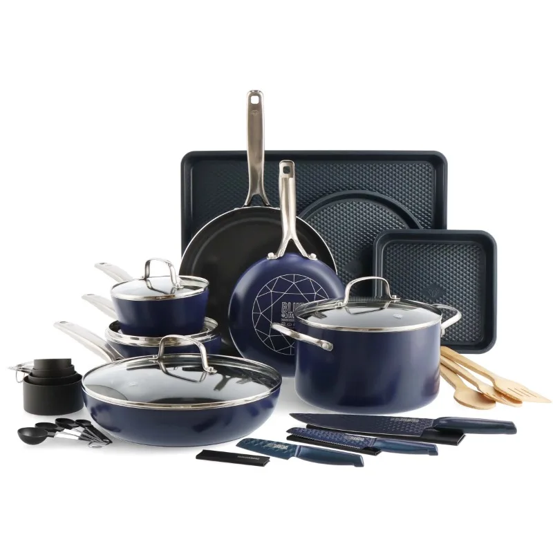 

Blue Diamond Ceramic Non-Stick 30 Pc Cookware Set, Dishwasher Safe