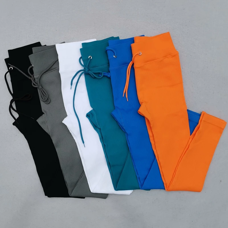 Ribbed Seamless Yoga Pants High Waist Gym Leggings Women