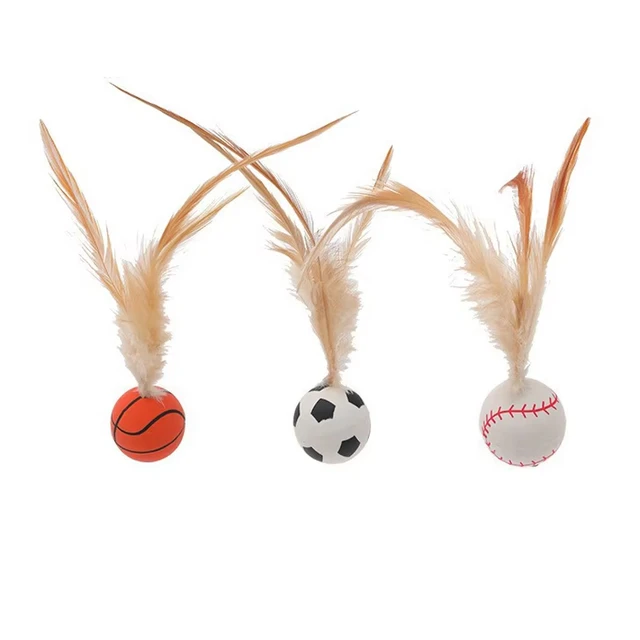 Cat Interactive Ball Toys Interactive Bouncy Ball with Feathers Cat Toys for Indoor Cats and Kittens 2