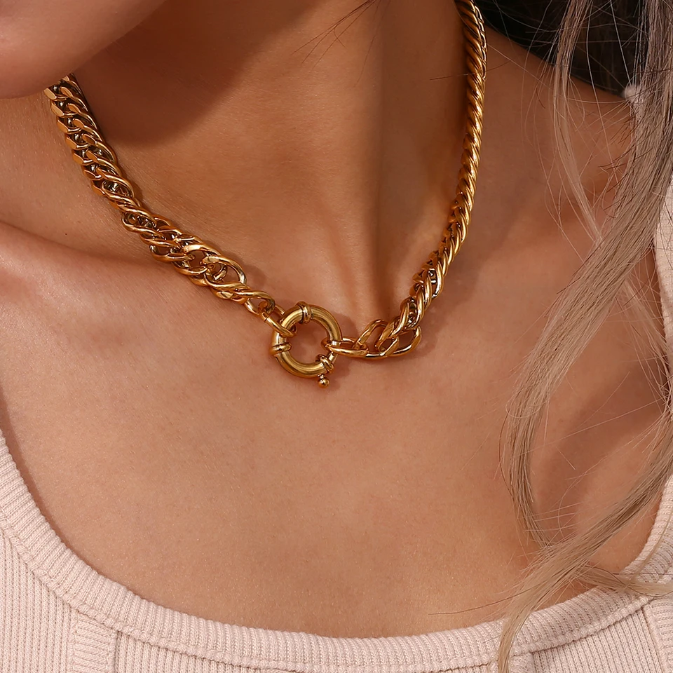 E.B.belle Design Chunky Vintage OT Clasp Tight Cuban Chain