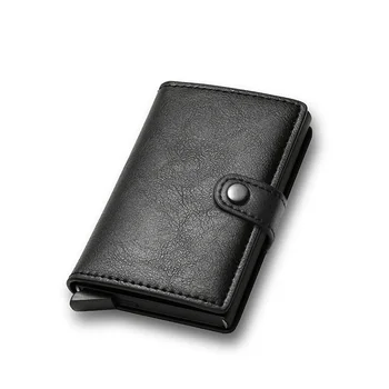 Carbon Fiber Credit Card Holder Wallet Men Rfid Smart Metal Thin Slim Pop Up Minimalist Wallet Small Black Purse Metal Vallet - Image 5