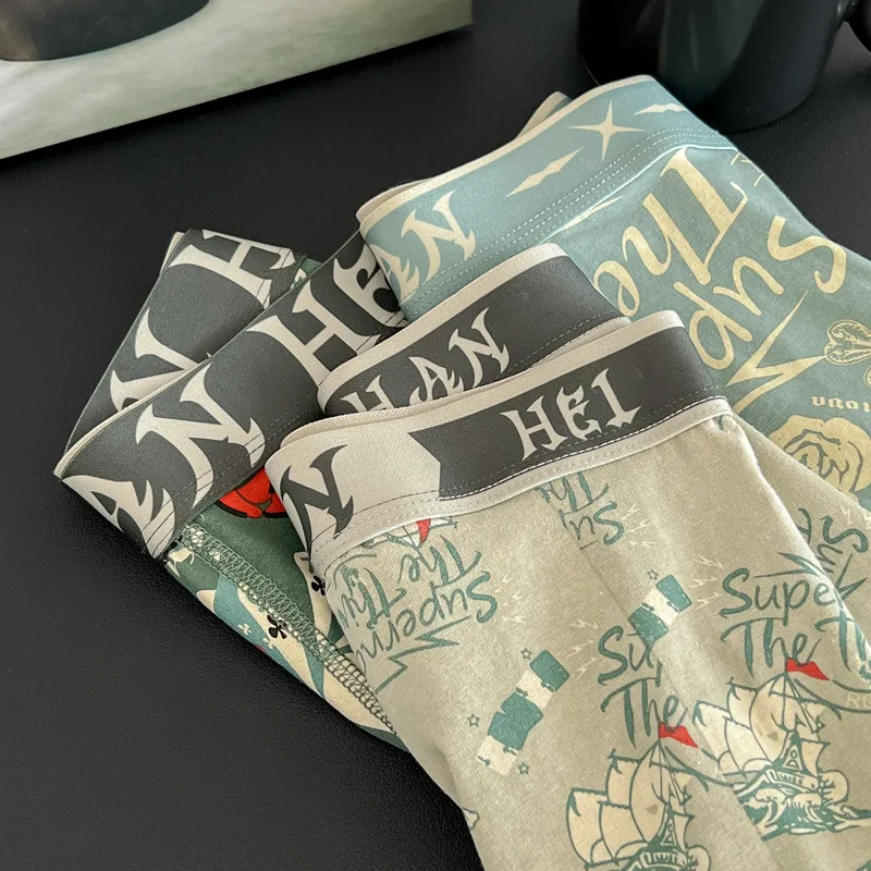 Men's underwear made of pure cotton, comfortable and breathable flat angle pants, and youth shorts 3PCS