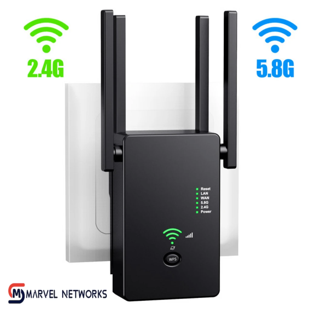 

5Ghz Wireless WiFi Repeater 1200Mbps Router Wifi Booster 2.4G Long Range Extender 5G Wi-Fi Signal Amplifier Repeater Black/White