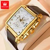 OLEVS Men's Top Brand Square Quality Quartz Wristwatch Chronograph Waterproof Original Watch for Man Luminous Date Luxury