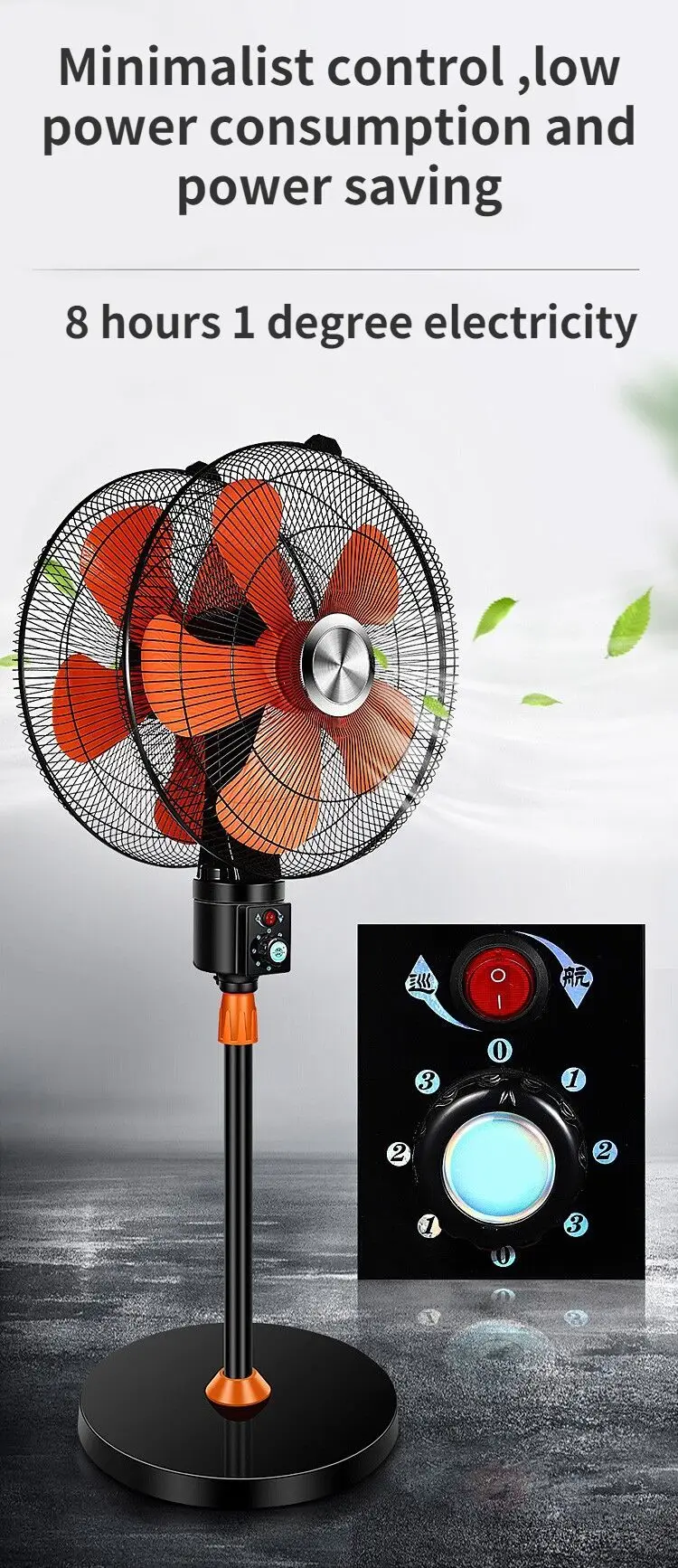 20 Polegadas 3 Velocidade 360 Graus Enrolamento Inteligente Ventilador de Piso de Cabeça Dupla Ventilador Industrial Ventilador Elétrico 5