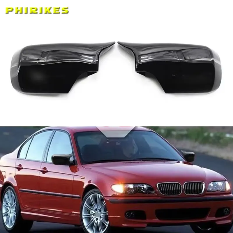 BMW 3 시리즈 E46 1998-2005 탄소 섬유 룩 리어뷰 미러 캡 자동차 윙 미..
