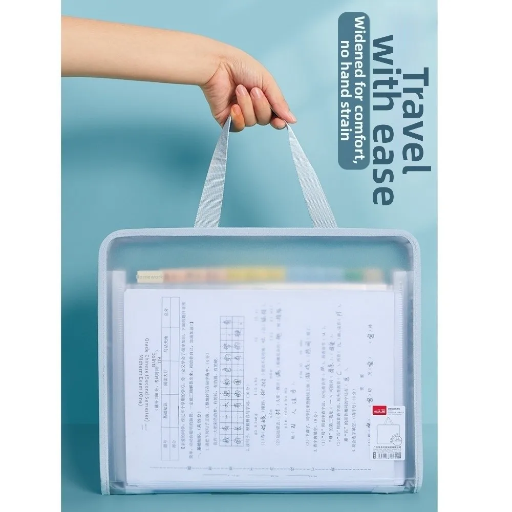 Cartella portadocumenti trasparente con 13 scomparti, borsa porta documenti durevole di grande capacità, portatile e multifunzionale - immagine 2