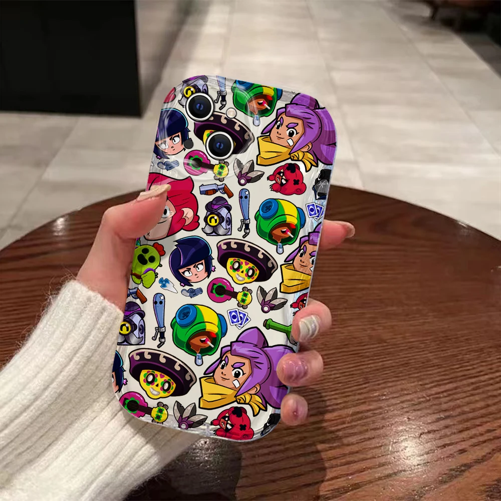 thumbnail image 1 of Funda 3D Wave B-Brawls-Stars para iPhone 16 15 14 13 12 11 Pro Max Mini X XR XSMAX 8 7 6S Plus funda de silicona suave, 1 of 5