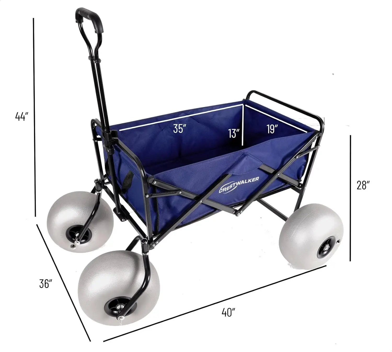 Beach Wagon 13 Balloon Wheels Patented Wider Wheelbase For Enhanced Stability All Terrain Folding Cart Big Wheels