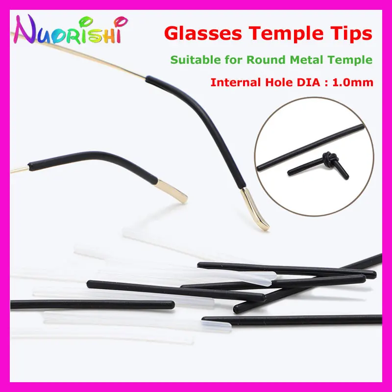 

10 pairs Soft Silicone Anti Slip Glasses Temple Tips For Eyeglasses Slim Metal Leg Double Opening Pipe Design T3010