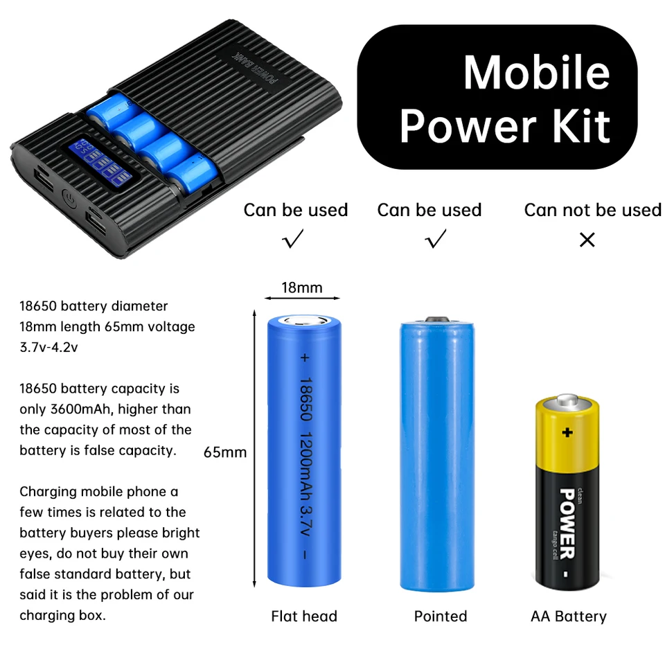 No Battery  18650 Solar Power Bank Charger DIY Box Powerbank For Case Led For Moblie Phone Power Power Bank Lightweight Silver