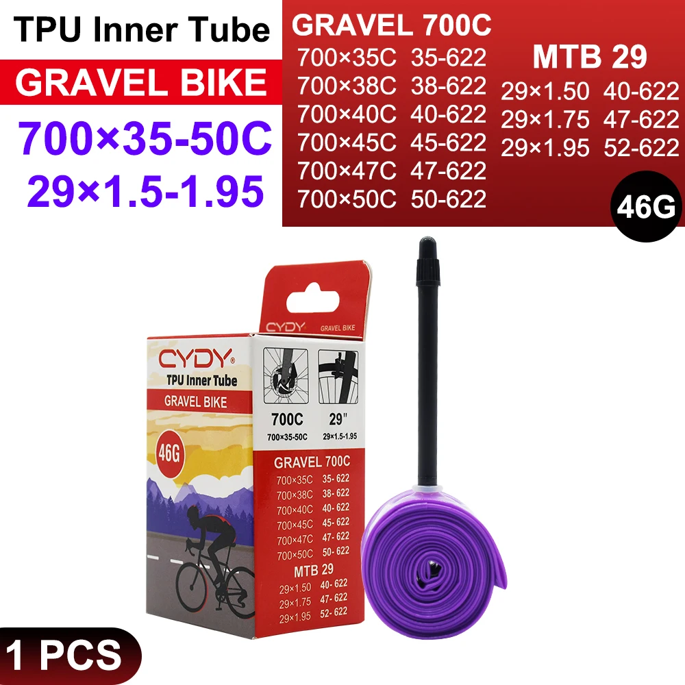 High-Performance TPU Inner Tube for Gravel and Mountain Bikes, Lightweight 46g, FV Valve