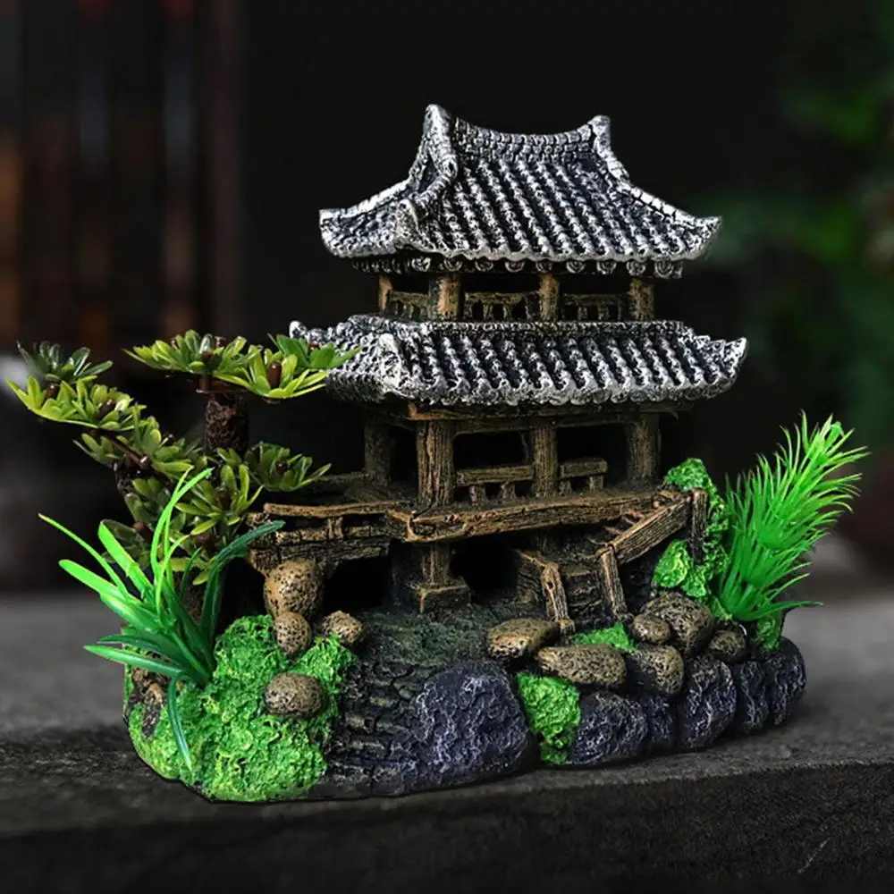Landscape Decoration Aquarium Ornament Resin Simulation Fish Tank Ornament Fish Tank House Model Aquarium