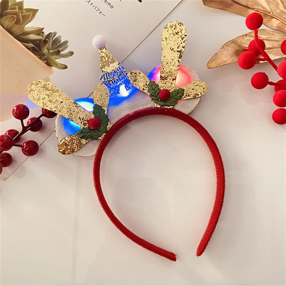 Christmas Party Dress Up Festive Headband Favors Christmas Party Headband Merry Hair Accessories LED Glowing Headdress
