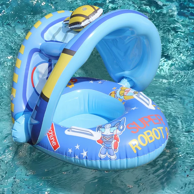1PC Thickened Inflatable Canopy Seat Ring with Handles, Summer Pool Float for Underarm Use, Perfect for Beach and Pool Parties 2