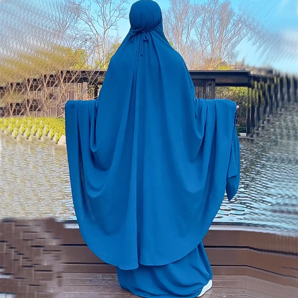

Hooded Muslim Women Hijab Dress Prayer Garment Jilbab Abaya Long Khimar Ramadan Gown Abayas Skirt Sets Turkish Islamic Clothes