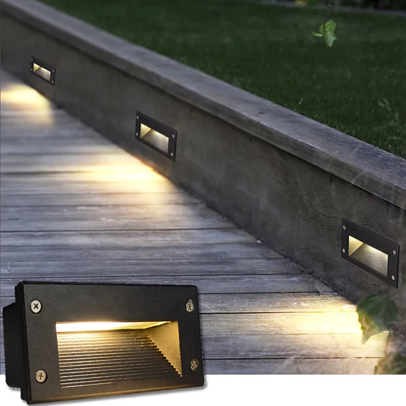 Waterproof Led Step Stair Lights 3W Led Outdoor Deck Flooring light for Channel Stairway Wall Lamp to dawn indoor light