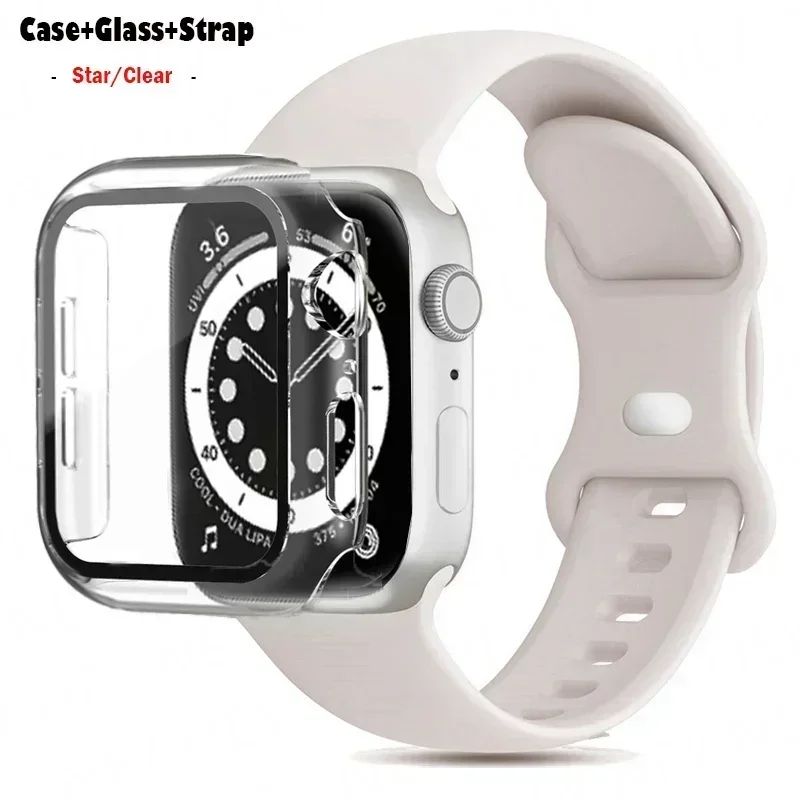Stylish Silicone Bracelet for Apple Watch - Glass Case with Watchbands
