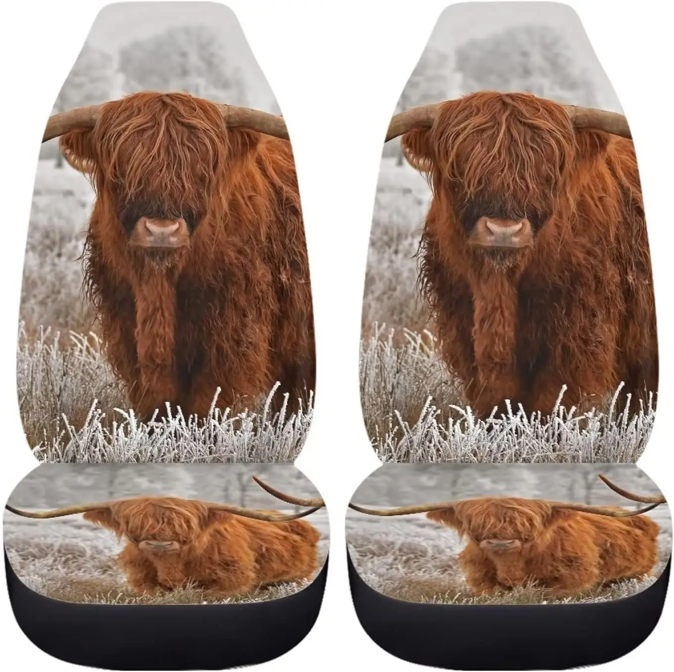 

Highland Cow Cattle Auto Seat Cover Front Seats Set of 2Car Interior Protection Accessories Durable Washable Bucket Seats
