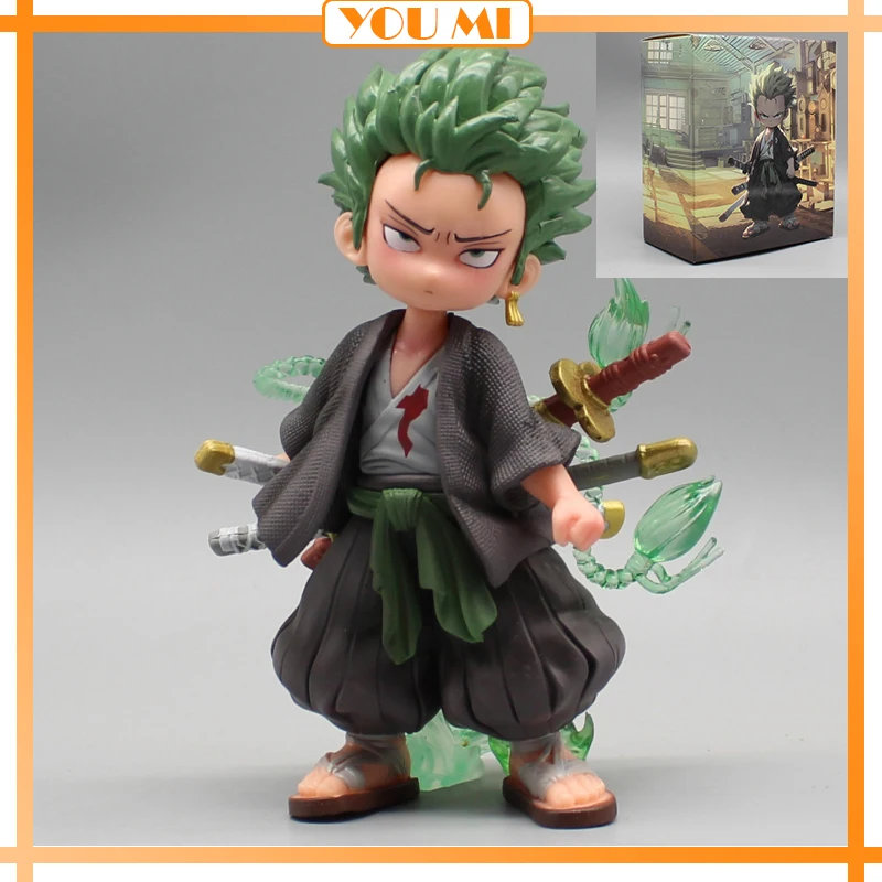 

14.5cm One Piece Anime Figure Gk Roronoa Zoro Q Version Zoro Action Figure Two Years Later Model Statue Peripheral Toys Gift Pvc