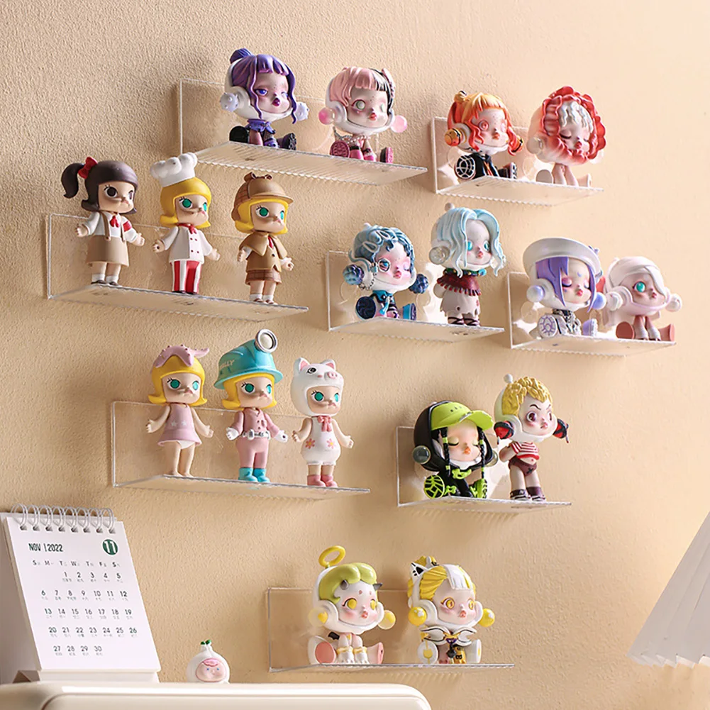Self-Adhesive Transparent Acrylic Wall Mounted Figures Display Shelf Character Models Storage Rack Toy Stand Aromatherapy Holder