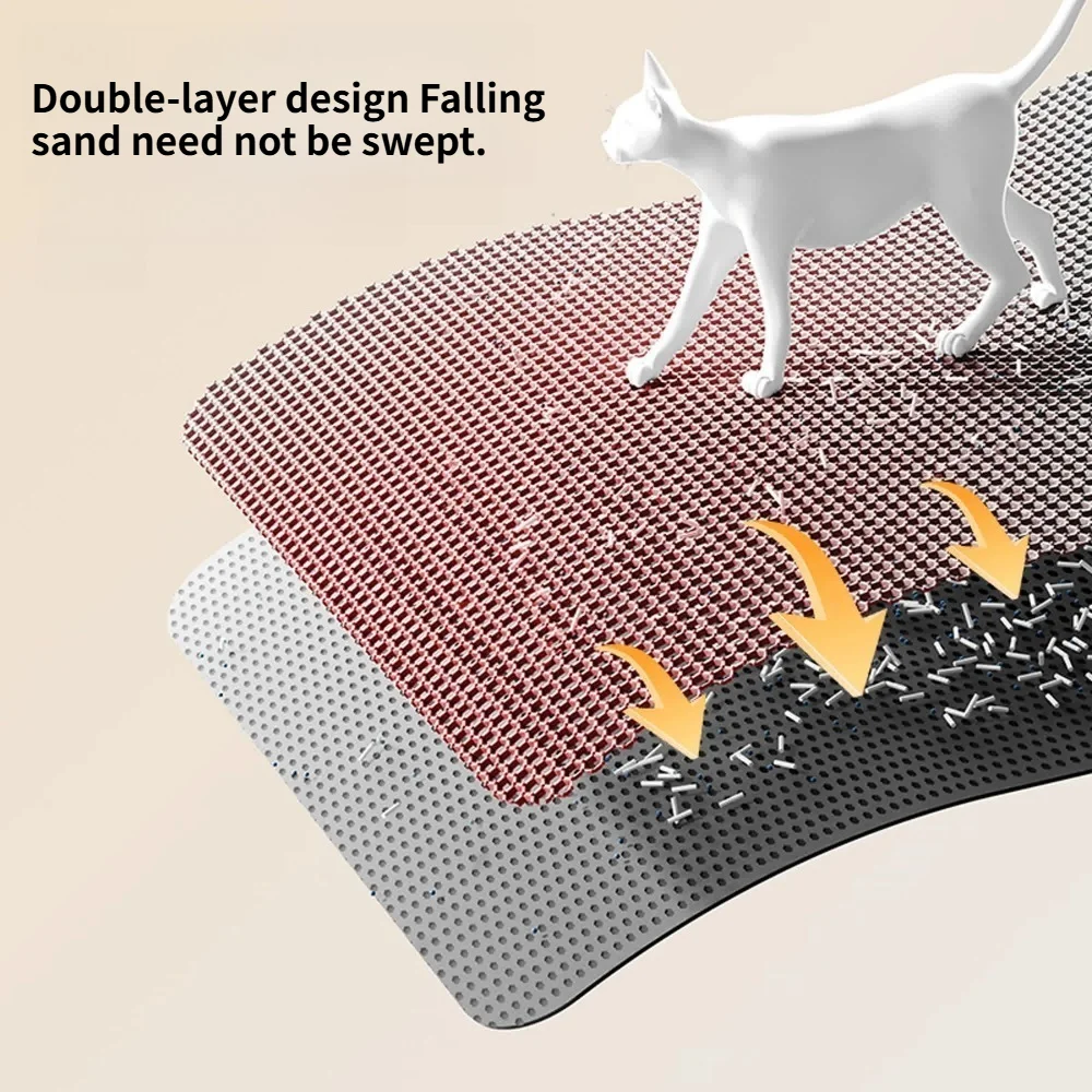 1PCS Cat Litter Mat 2-Layer Design Premium Sand Trapping Technology Waterproof Base Non-Slip Pet Floor Protector for Indoor Cats