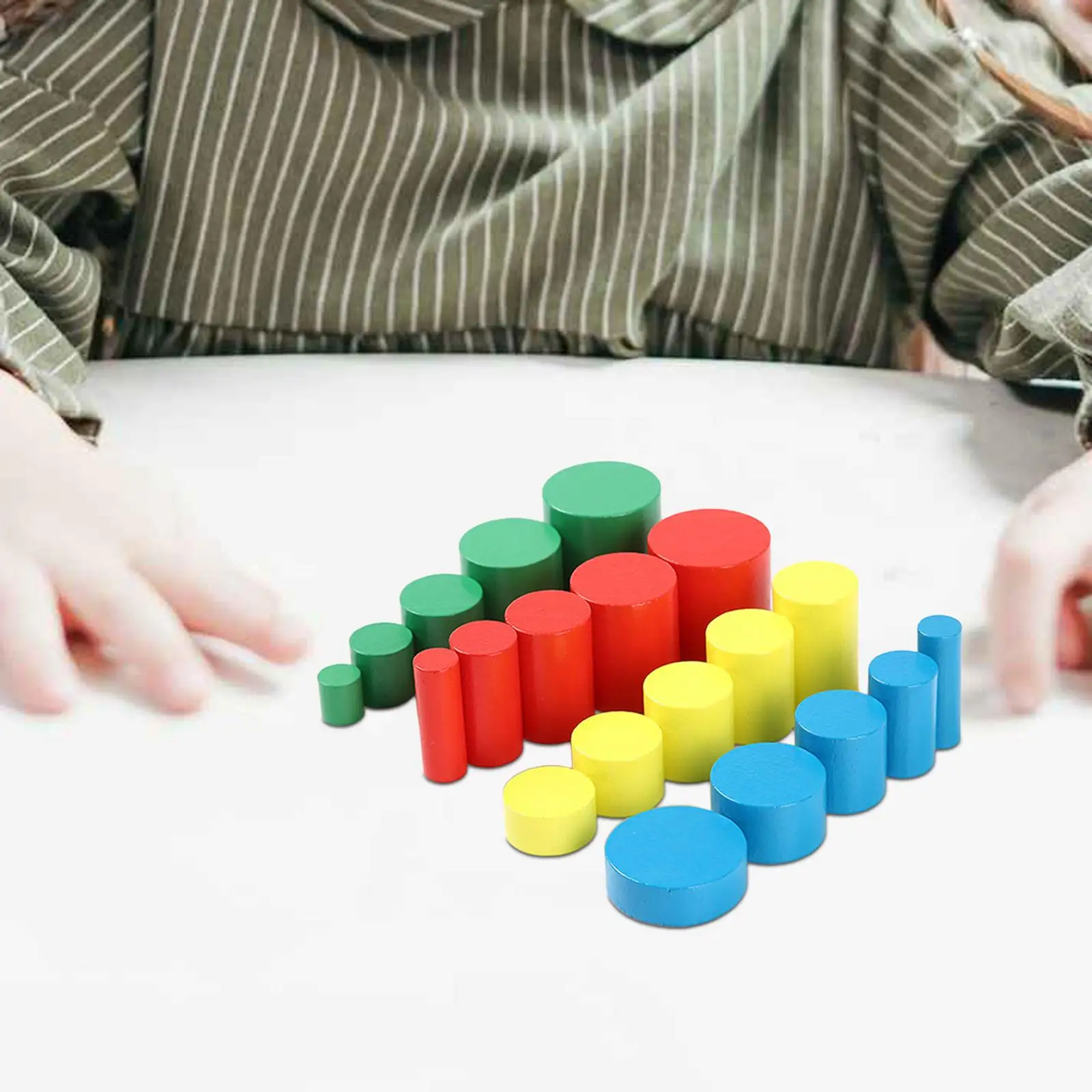 20x Wooden Educational Toys,Education Toy,Wooden Wooden Cylinders Ladder Blocks for Toddlers 2 3 Year Old Play,Children,Kids