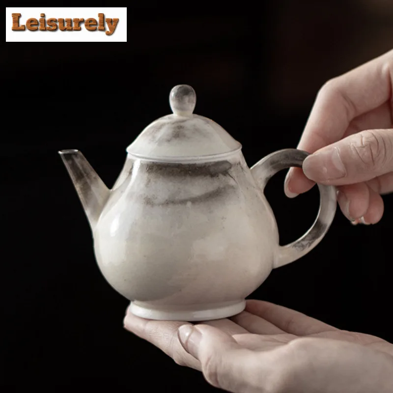 120ML Ink Painting Zhiye Roasting Ruyi Teapot Traditional Tea Infuser Pot Tea Brewing Kettle with Filter Tea Ceremony Decoration