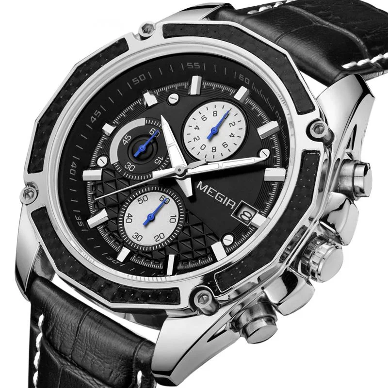 Quartz Watch For Men Brand Luxury Casual Chronograph Leather Strap Waterproof Wristwatch Calendar Male Clock Reloj Hombre 2015