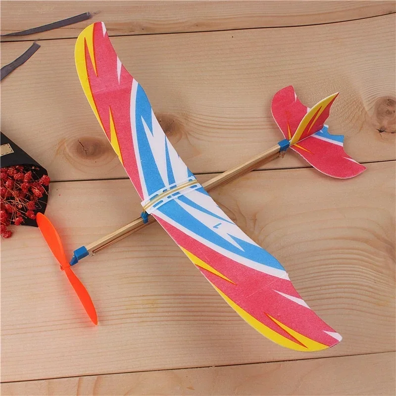 DIYHandThrowFlyingGliderPlanesElasticRubberBandPoweredFlying