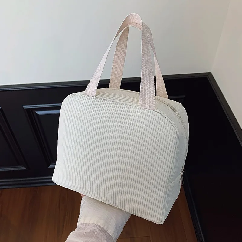 Corduroy Mini Handbag Portable Food Storage Pouch Lightweight Cosmetic Makeup Bag Reusable for Women Ladies