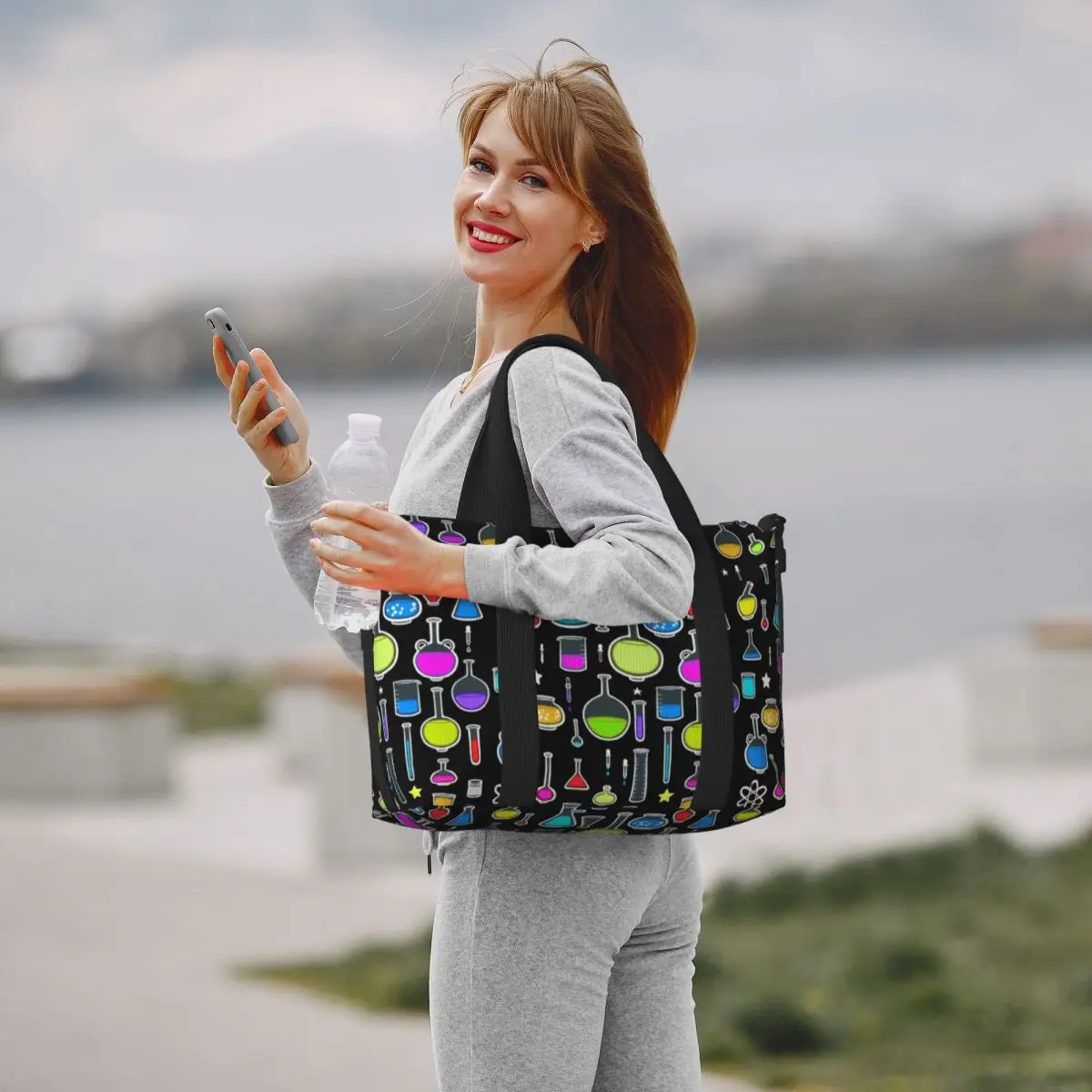 Beakers Laboratory Technology Tote Bag for Women Big Capacity Science Chemistry Beach Gym Travel Bags