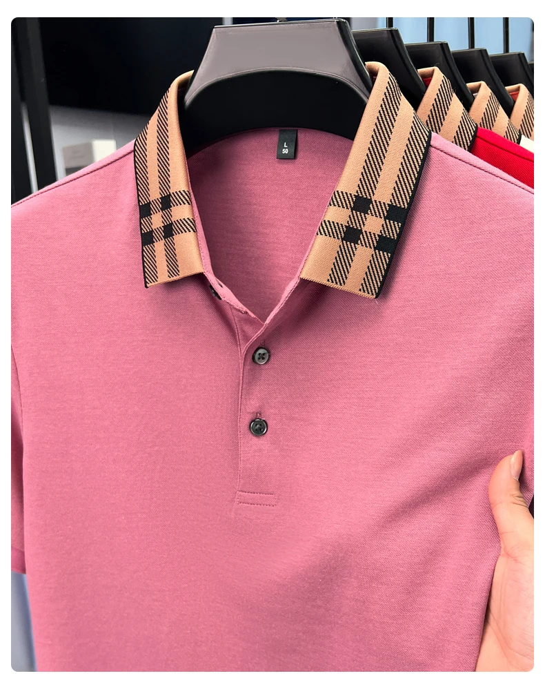 High quality striped lapel short sleeve T-shirt men's summer comfort fashion trend loose casual new breathable luxury polo shirt 24 S1aaf3ff975b946b8bac0552cff3691f55